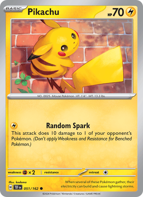 Pikachu 51/162 Temporal Forces English Pokémon card