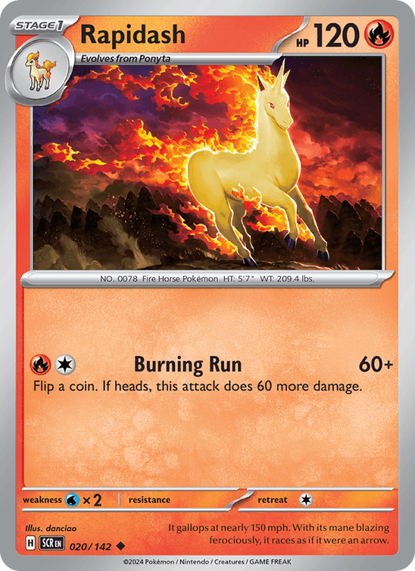 Rapidash 20/142 Stellar Crown English Pokémon card