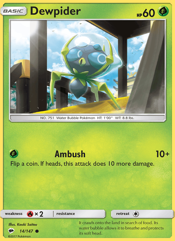 Dewpider 14/147 Burning Shadows English Pokémon card