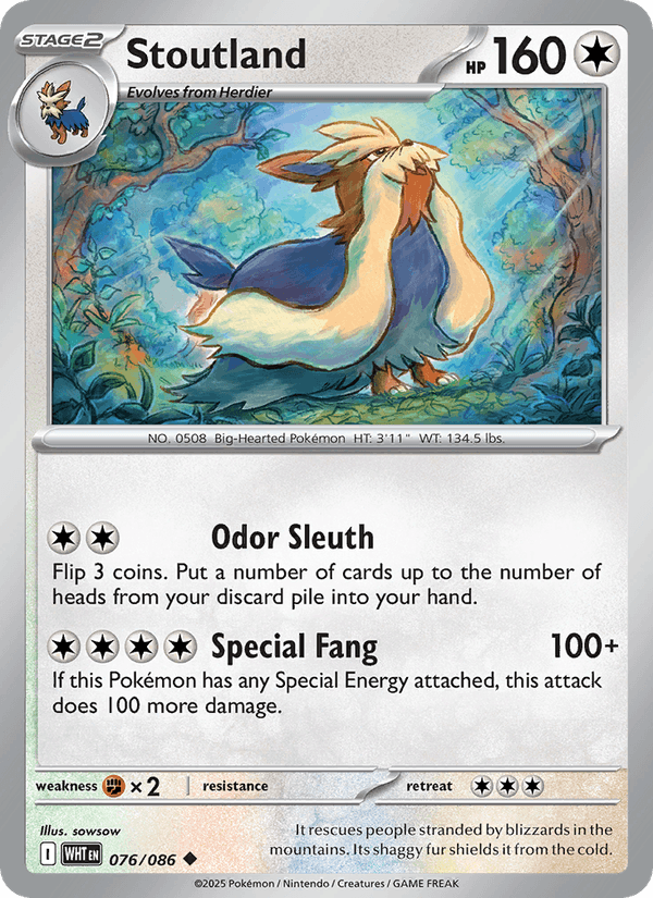Stoutland 76/86 White Flare English Pokémon card