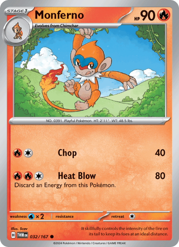 Monferno 32/167 Twilight Masquerade English Pokémon card