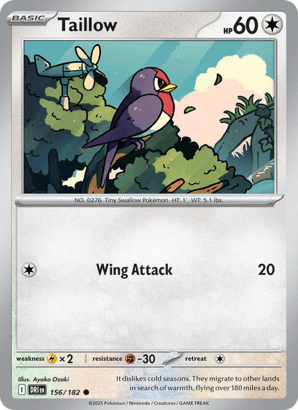 Taillow 156/182 Destined Rivals English Pokémon card
