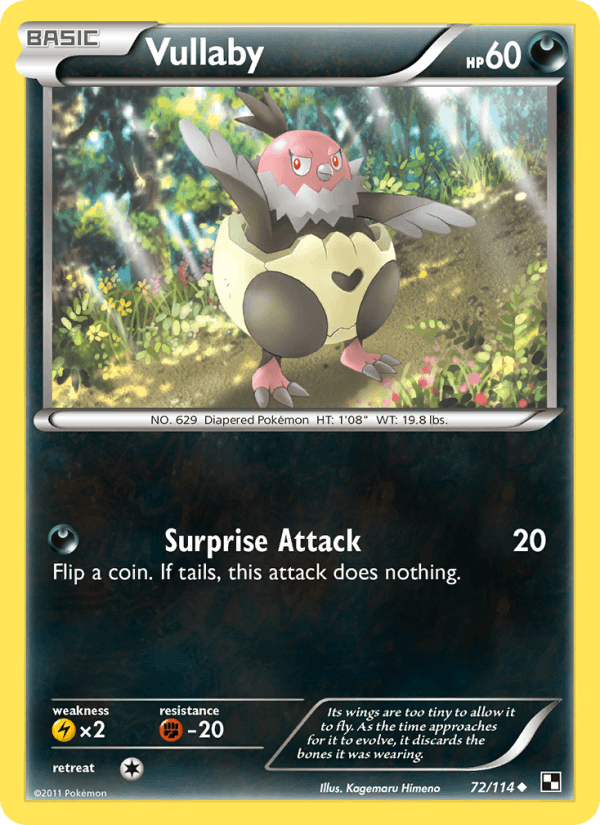 Vullaby 72/114 Black & White English Pokémon card