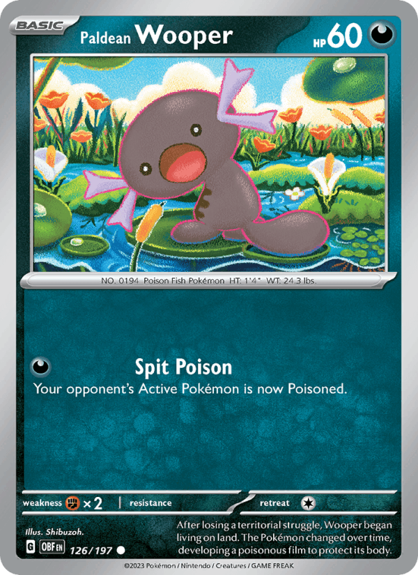 Paldean Wooper 126/197 Obsidian Flames English Pokémon card