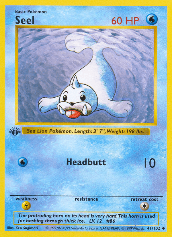 Seel 41/102 Base Set English Pokémon card