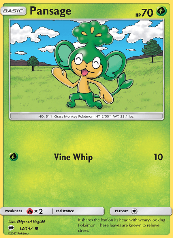 Pansage 12/147 Burning Shadows English Pokémon card