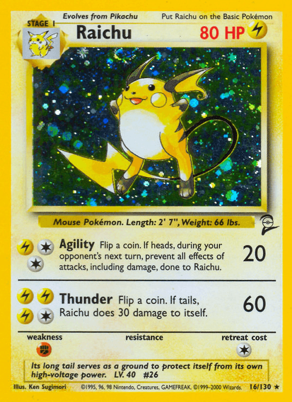 Raichu 16/130 Base Set 2 English Pokémon card