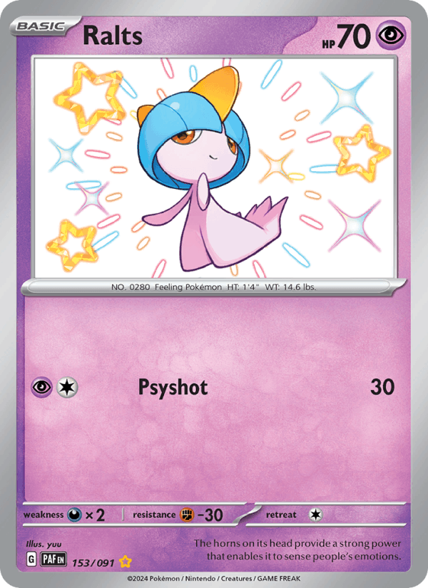 Ralts 153/91 Paldean Fates English Pokémon card