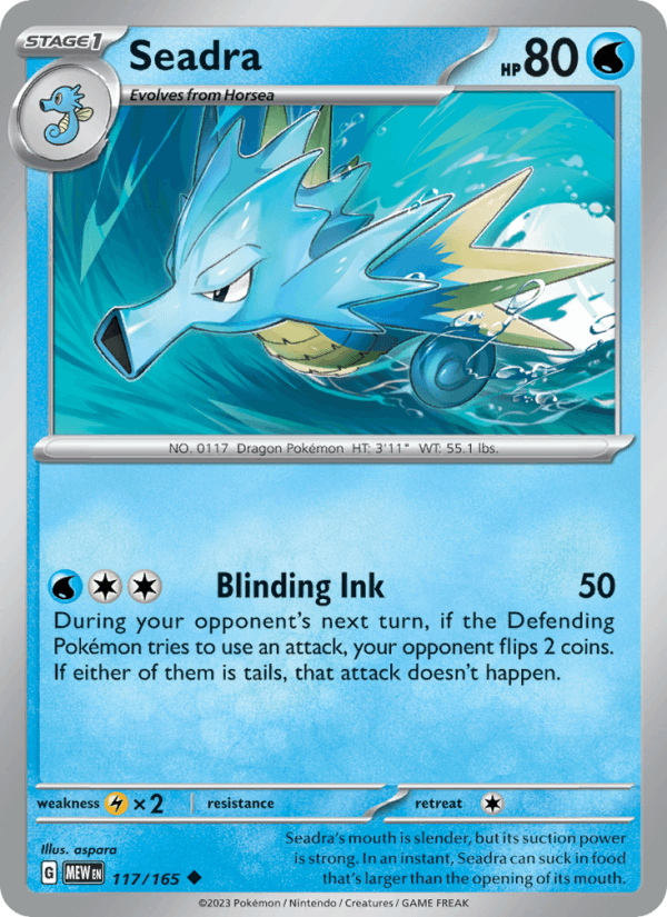 Seadra 117/165 151 English Pokémon card