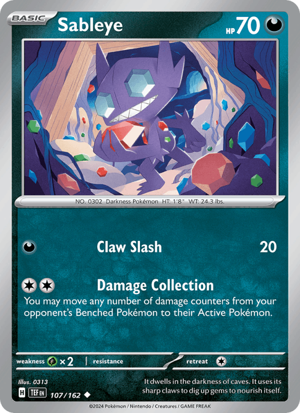 Sableye 107/162 Temporal Forces English Pokémon card