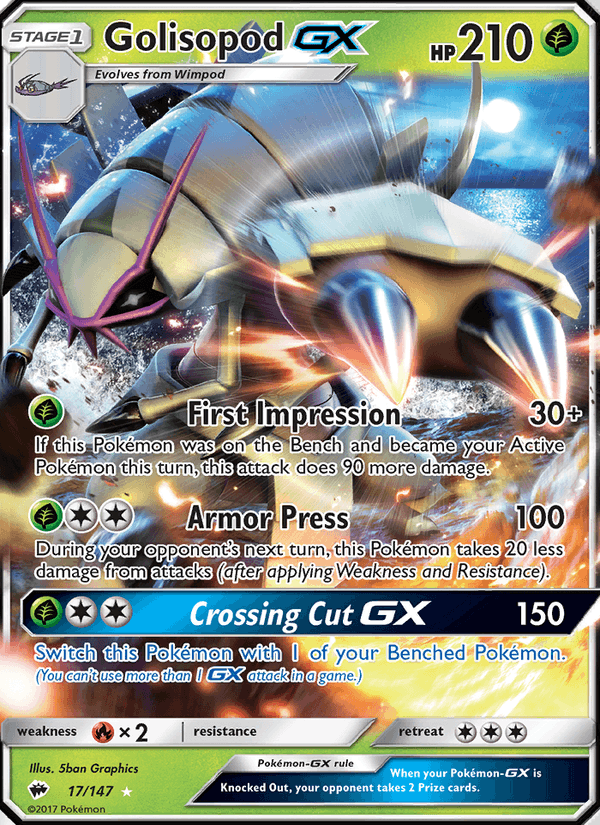 Golisopod GX 17/147 Burning Shadows English Pokémon card