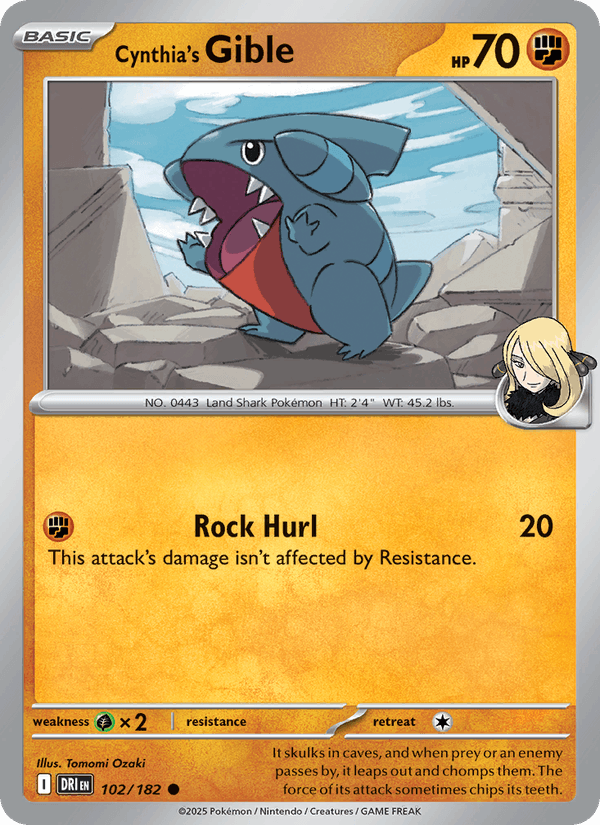 Cynthia's Gible 102/182 Destined Rivals English Pokémon card