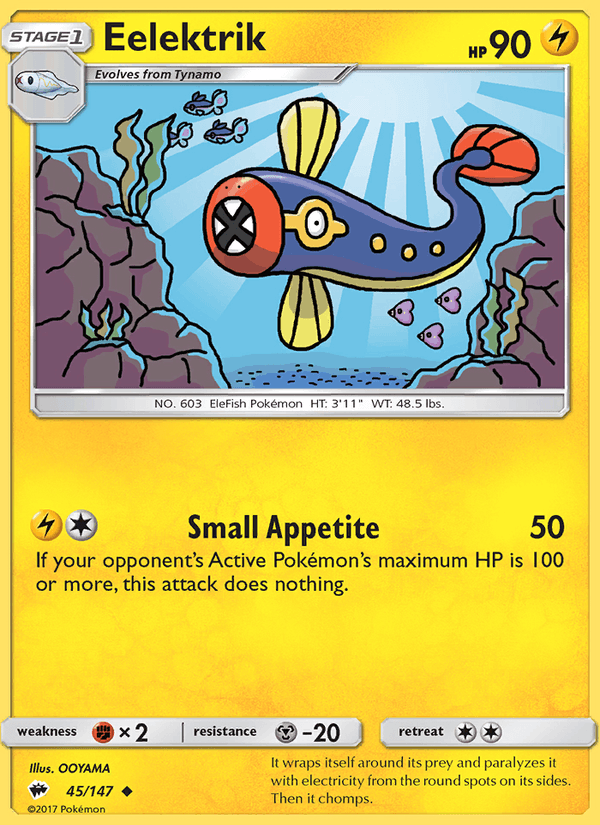 Eelektrik 45/147 Burning Shadows English Pokémon card