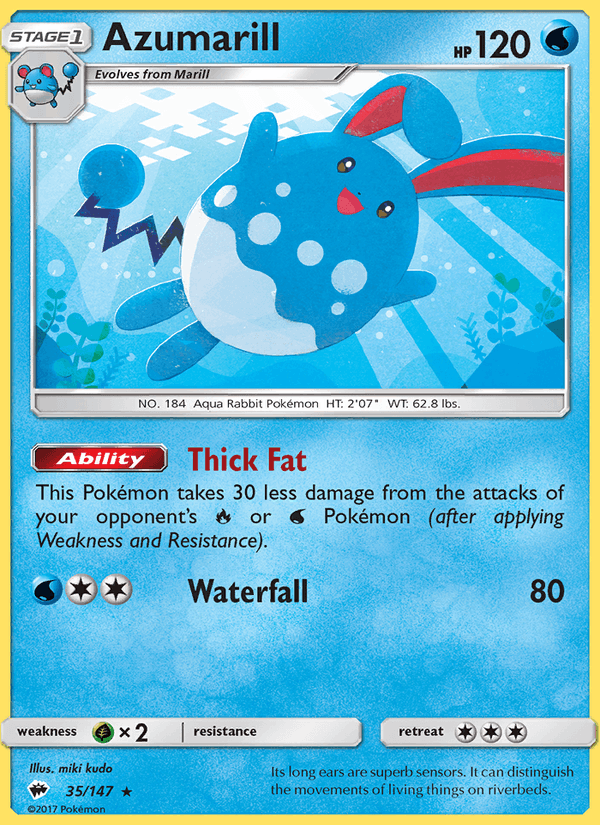Azumarill 35/147 Burning Shadows English Pokémon card