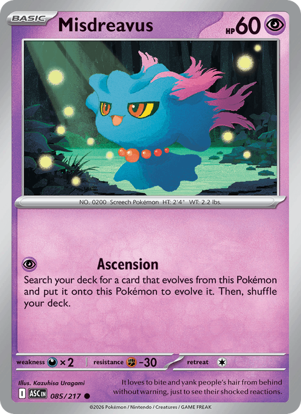 Misdreavus 85/217 Ascended Heroes English Pokémon card