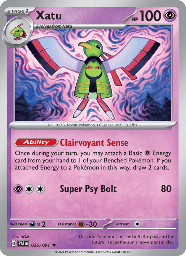 Xatu 26/91 Paldean Fates English Pokémon card