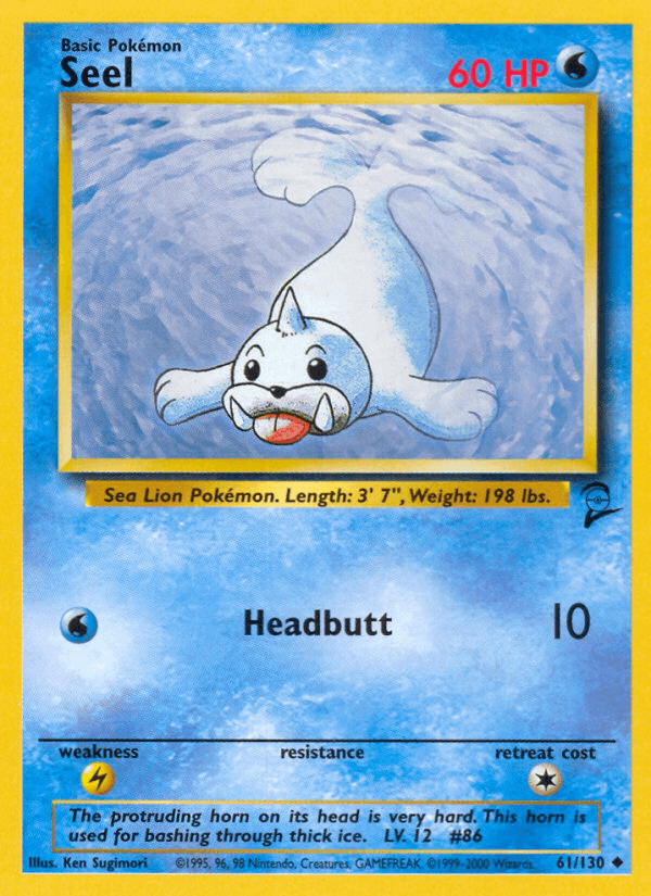 Seel 61/130 Base Set 2 English Pokémon card