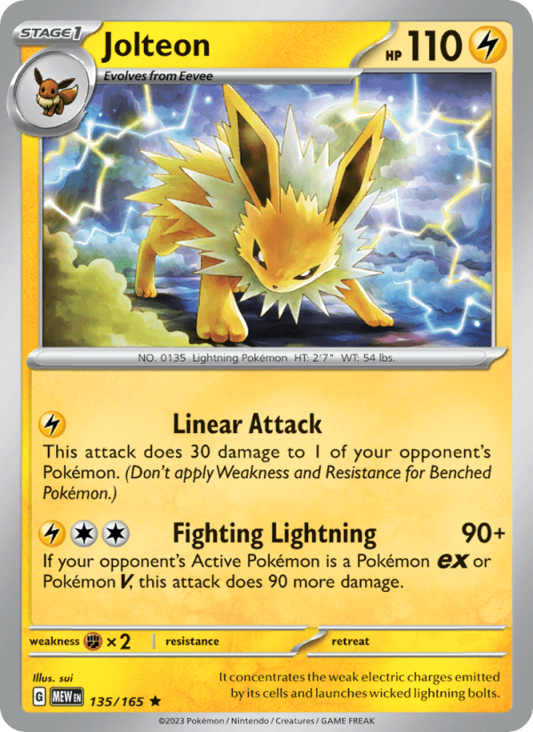 Jolteon 135/165 151 English Pokémon card
