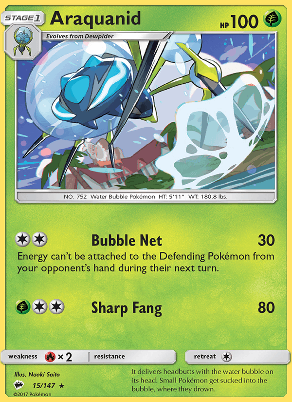 Araquanid 15/147 Burning Shadows English Pokémon card