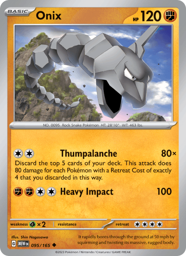 Onix 95/165 151 English Pokémon card