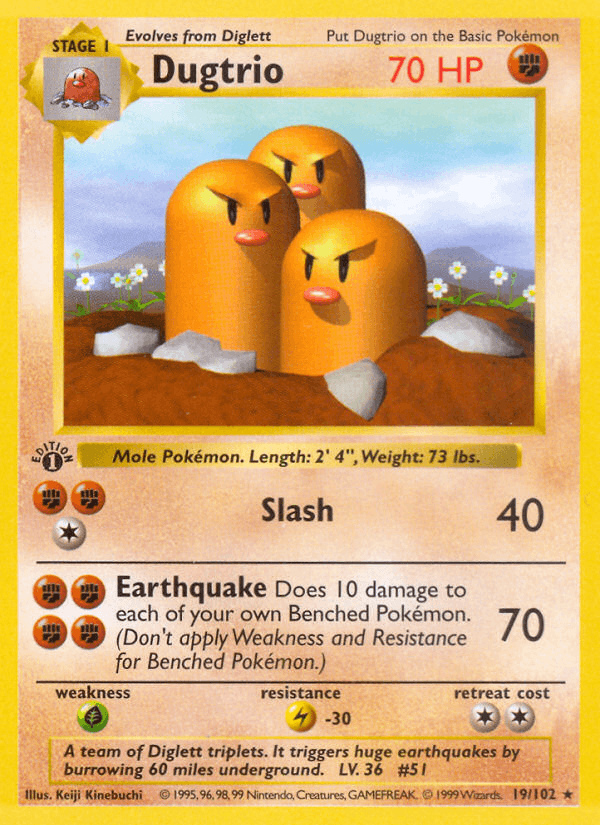 Dugtrio 19/102 Base Set English Pokémon card