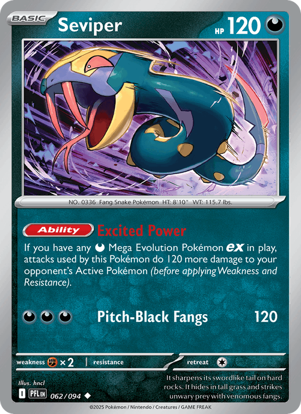 Seviper 62/94 Phantasmal Flames English Pokémon card