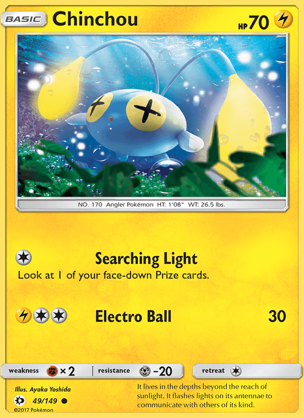 Chinchou 49/149 Sun & Moon Base Set English Pokémon card