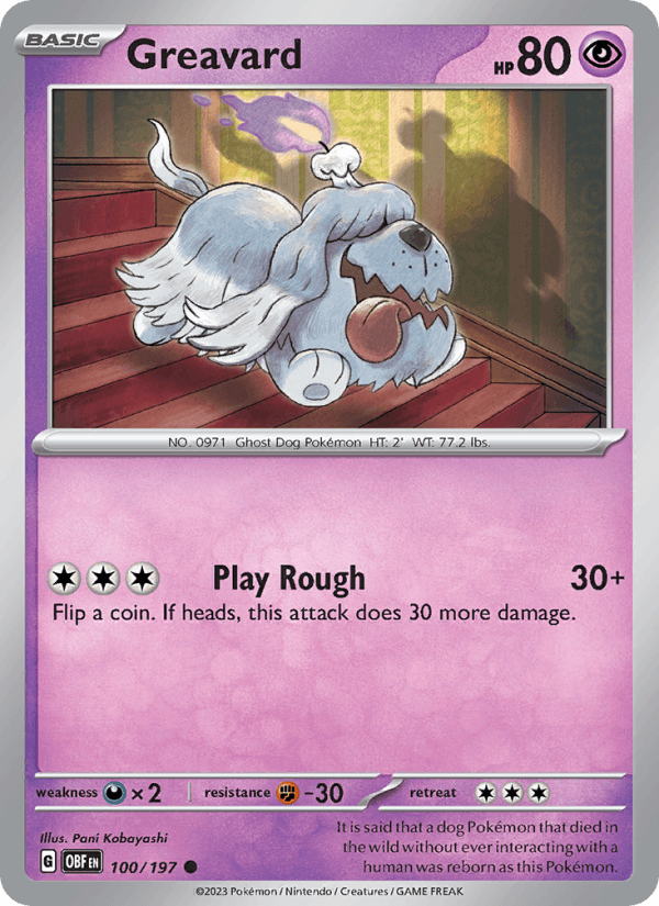 Greavard 100/197 Obsidian Flames English Pokémon card