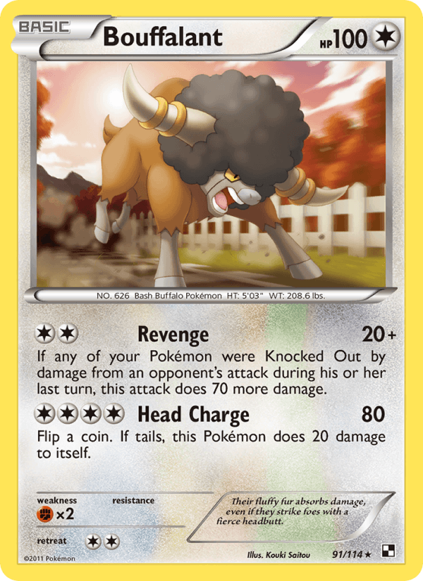 Bouffalant 91/114 Black & White English Pokémon card