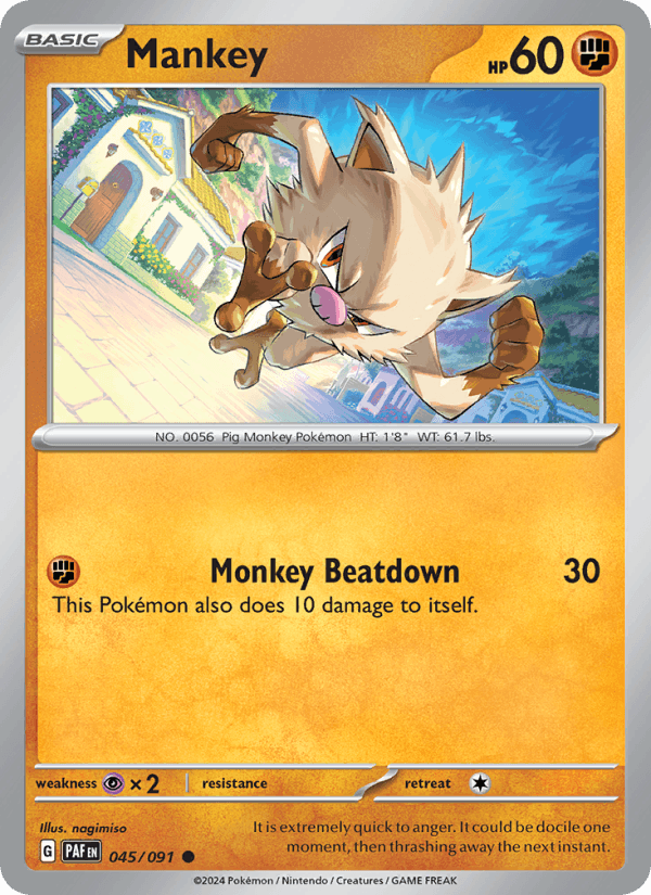 Mankey 45/91 Paldean Fates English Pokémon card
