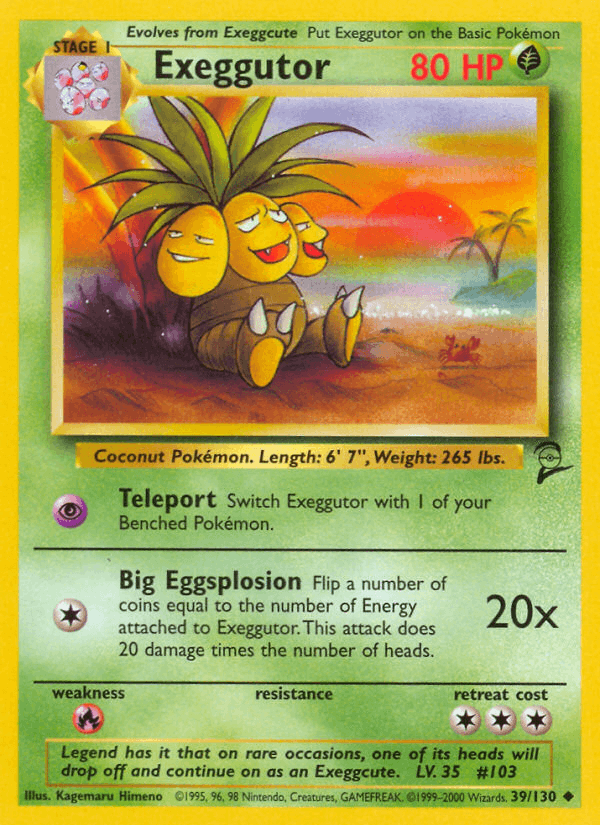 Exeggutor 39/130 Base Set 2 English Pokémon card