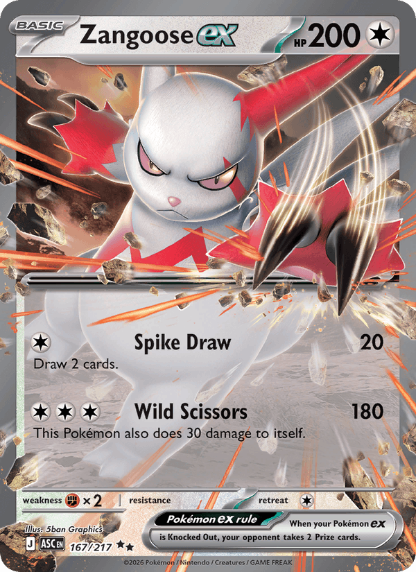 Zangoose ex 167/217 Ascended Heroes English Pokémon card