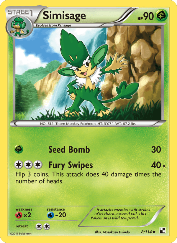 Simisage 8/114 Black & White English Pokémon card
