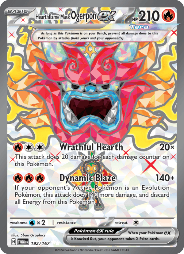 Hearthflame Mask Ogerpon ex 192/167 Twilight Masquerade English Pokémon card