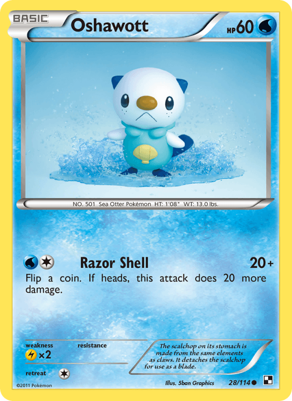 Oshawott 28/114 Black & White English Pokémon card
