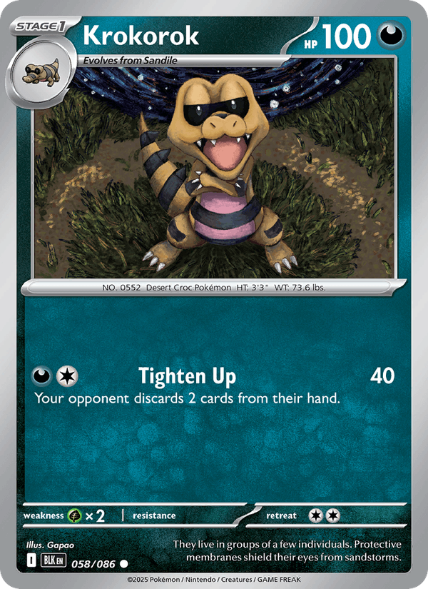 Krokorok 58/86 Black Bolt English Pokémon card