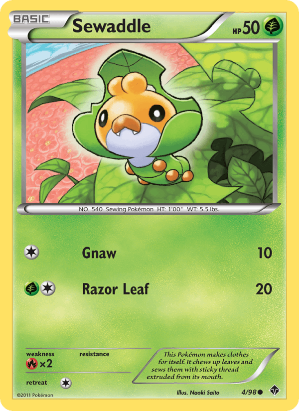 Sewaddle 4/98 Emerging Powers English Pokémon card