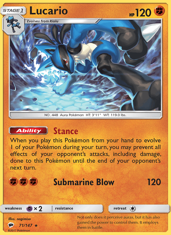 Lucario 71/147 Burning Shadows English Pokémon card