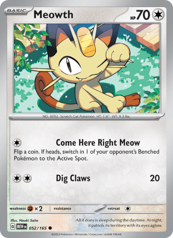 Meowth 52/165 151 English Pokémon card