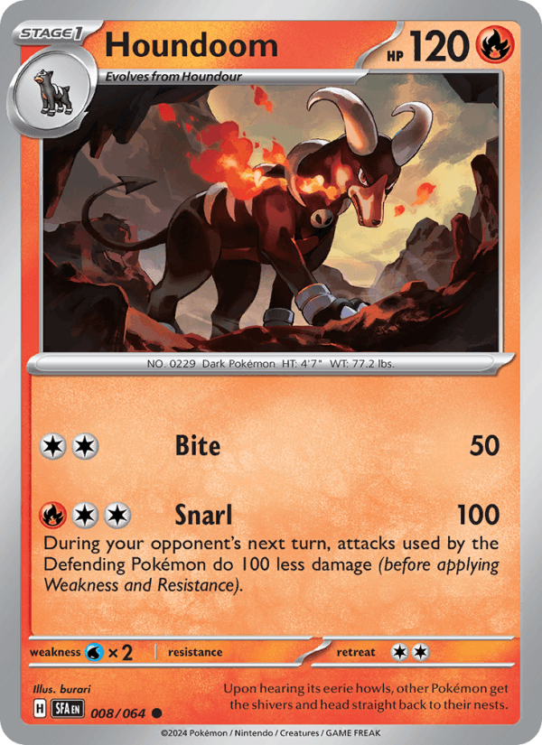 Houndoom 8/64 Shrouded Fable English Pokémon card
