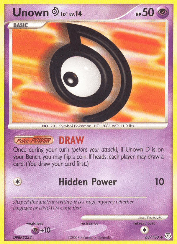 Unown D 68/130 Diamond & Pearl English Pokémon card