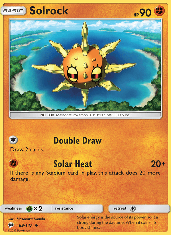 Solrock 69/147 Burning Shadows English Pokémon card
