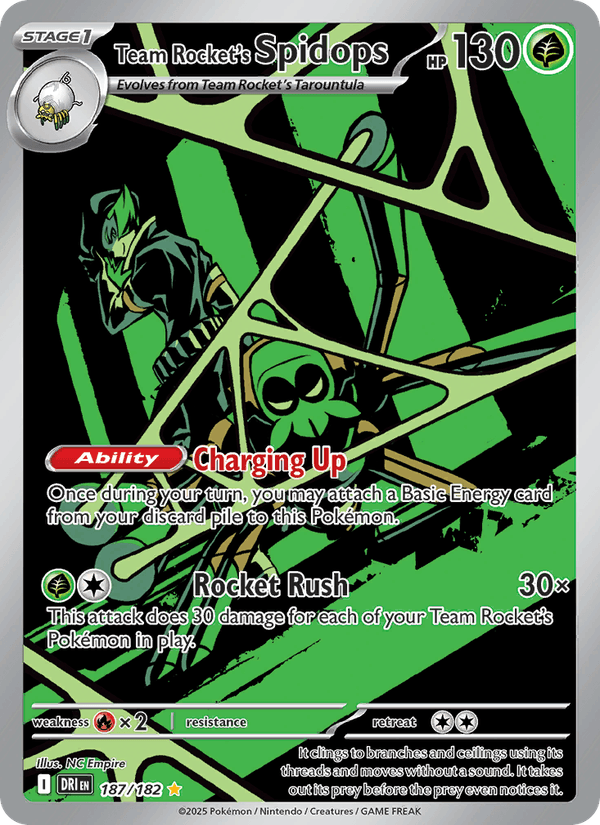 Team Rocket's Spidops 187/182 Destined Rivals English Pokémon card