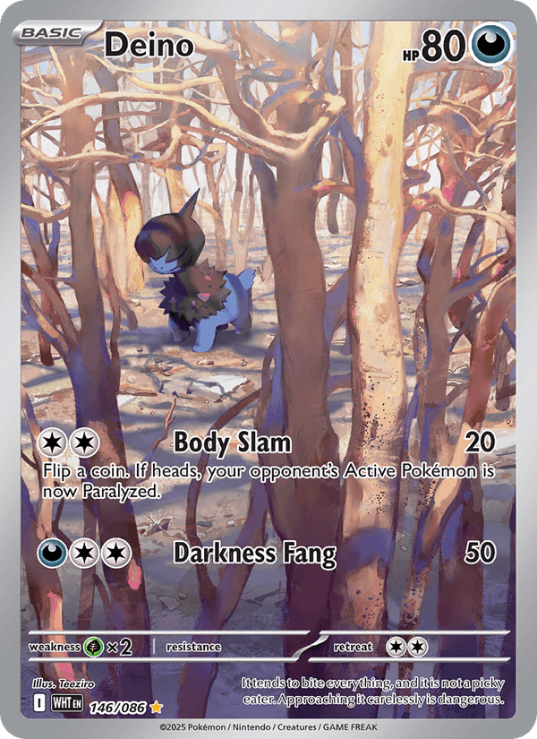 Deino 146/86 White Flare English Pokémon card