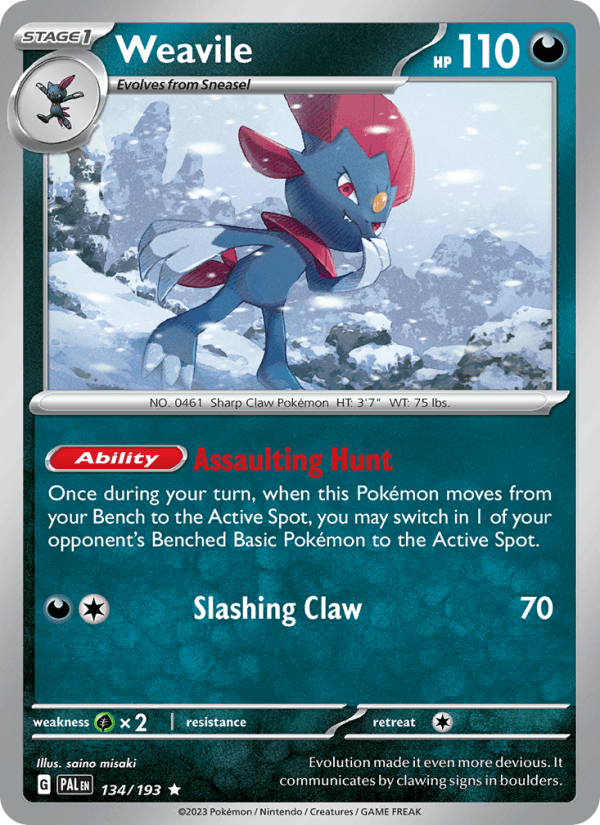 Weavile 134/193 Paldea Evolved English Pokémon card