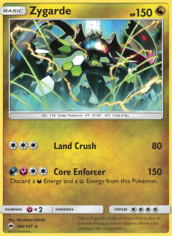 Zygarde 100/147 Burning Shadows English Pokémon card
