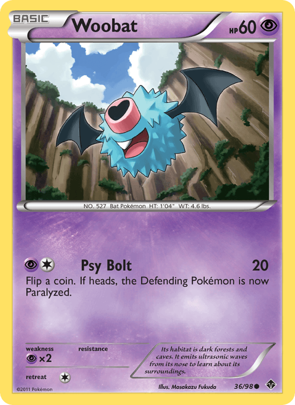 Woobat 36/98 Emerging Powers English Pokémon card
