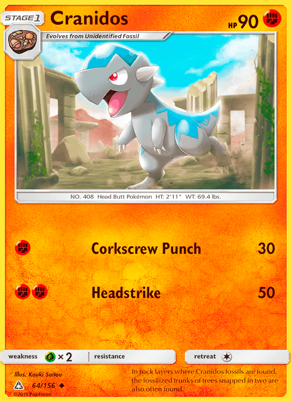 Cranidos 64/156 Ultra Prism English Pokémon card
