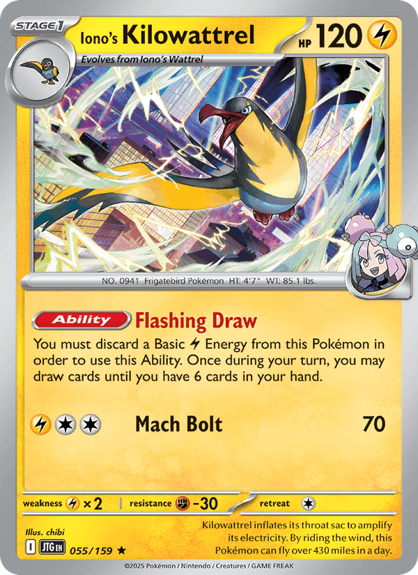 Iono's Kilowattrel 55/159 Journey Together English Pokémon card