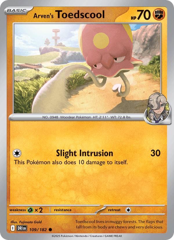 Arven's Toedscool 109/182 Destined Rivals English Pokémon card